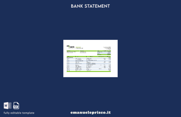 modello Excel di estratto conto bancario Czechia Air in stile verificato